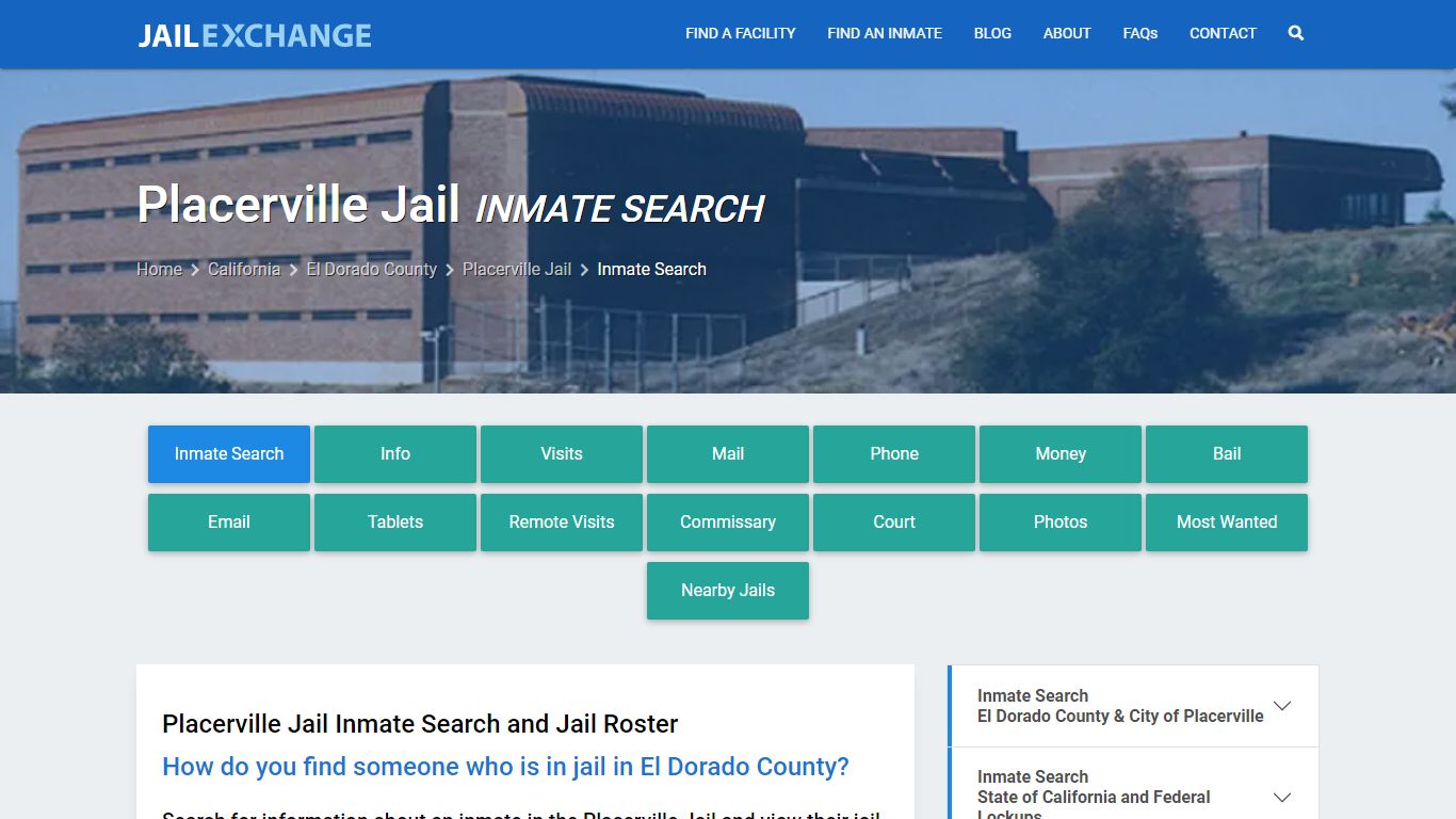 Inmate Search: Roster & Mugshots - Placerville Jail, CA